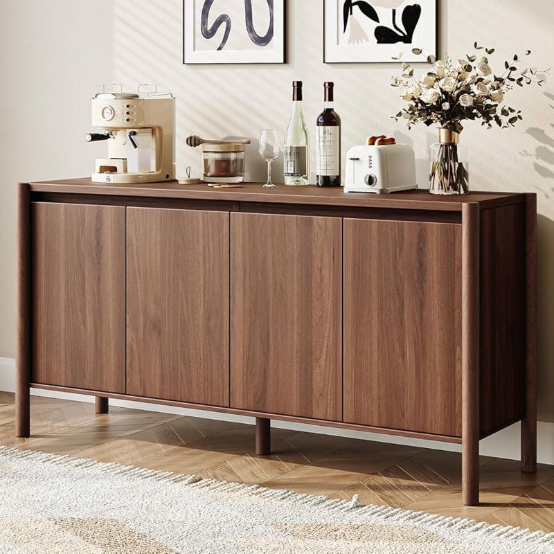 Fluted Door Buffet Storage Cabinet with Round Legs