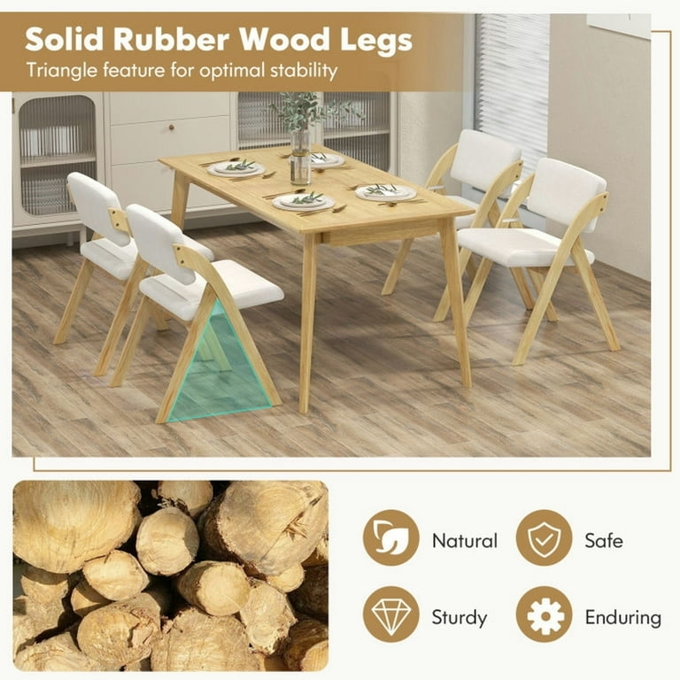 Folding Dining Chairs Natural Wood Slatted Back Contoured Seat Scandi