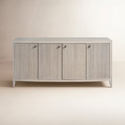 Four-Door Sideboard with X-Pattern Overlays & Glass Fronts