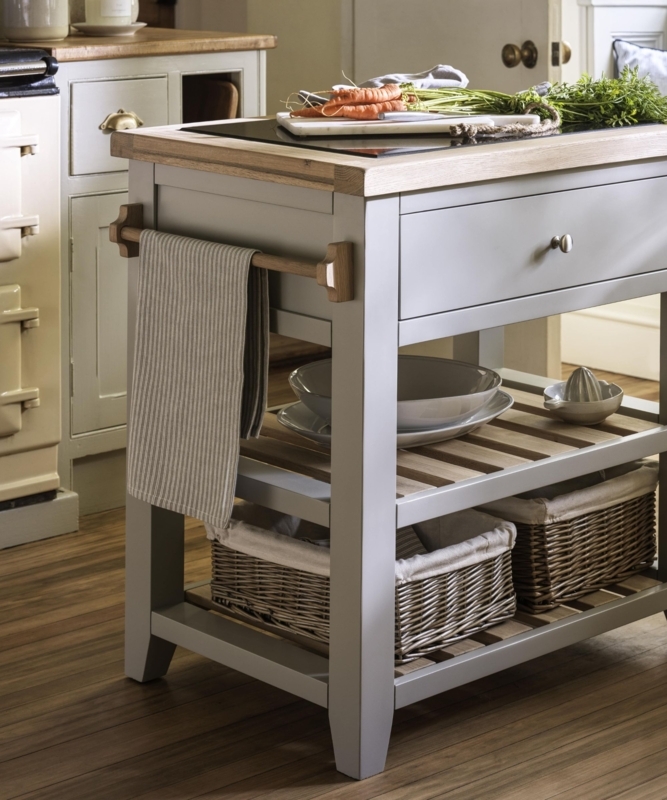 Freestanding Kitchen Island Narrow Wood Top Scandinavian