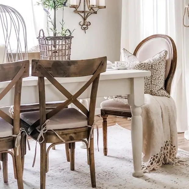 French Country Cross Back Chair Weathered Wood