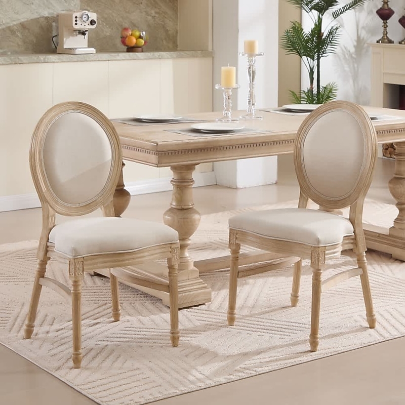 French Country Medallion Back Chairs with Carved Floral Details