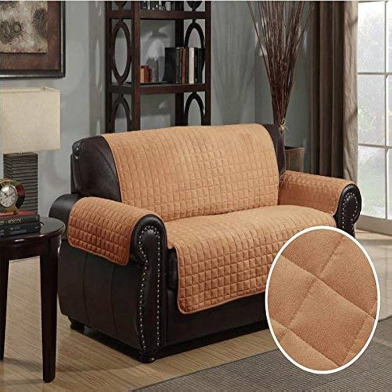 Furniture Protector Camel Microsuede Diamond Quilted Arm Covers
