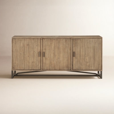 Geometric Wood Sideboard Decor with Raised Diamond Pattern