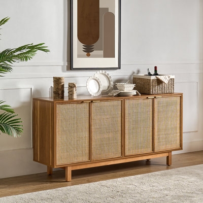 Glam Black Sideboard featuring Fluted Doors and Integrated Wine Rack
