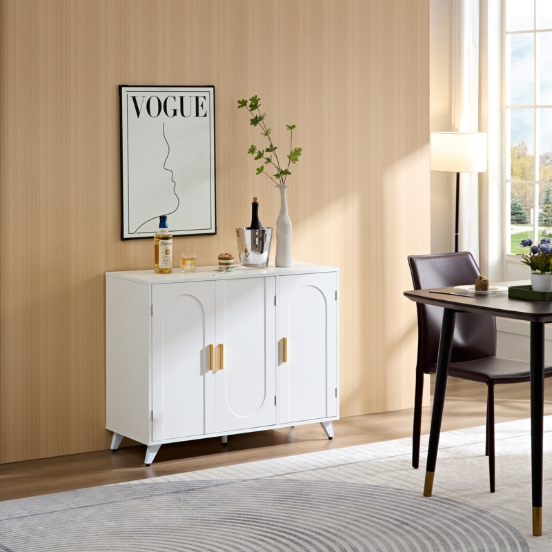 Glam Buffet Cabinet featuring Geometric Textured Doors