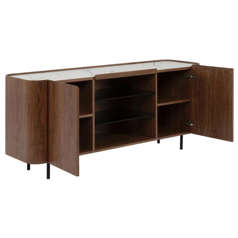 Glam Buffet with Reeded Circular Door Pattern and Gold Hardware