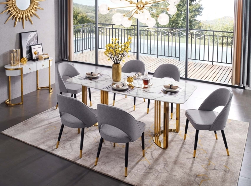 Glam Dining Chair Black Upholstery Tapered Metal Legs Slim Profile