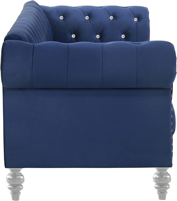 Glam Loveseat in Royal Blue Velvet for Living Room Seating
