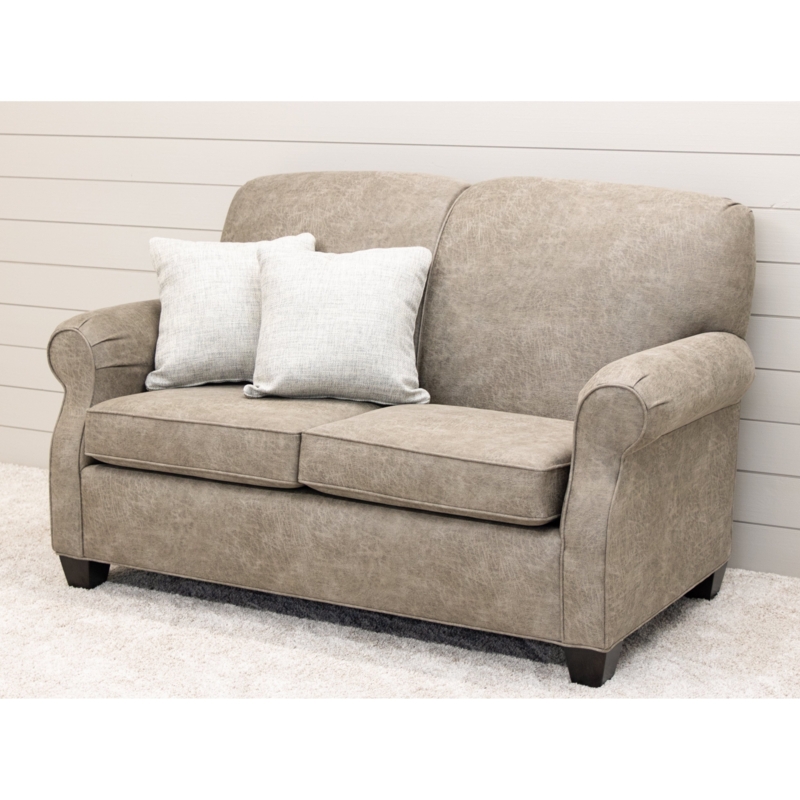 Gray Leather-like Loveseat with Bun Feet