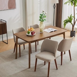 Grey Wingback Dining Chair Set with Wood Toned Legs