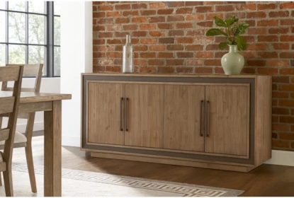 Handleless Wood Sideboard Buffet with Slim Black Metal Legs