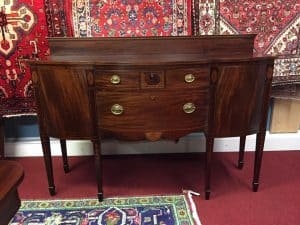 Hepplewhite Style Wood Sideboard with Bow Front and Six Leg Base
