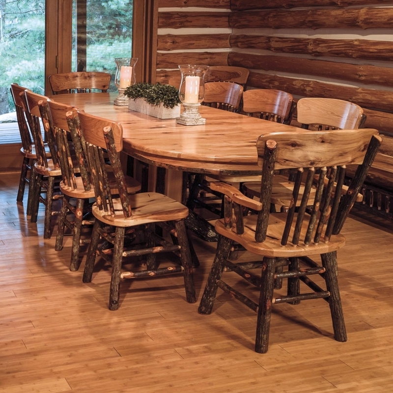 Hickory Oval Dining Table with Double Pedestal Log Base