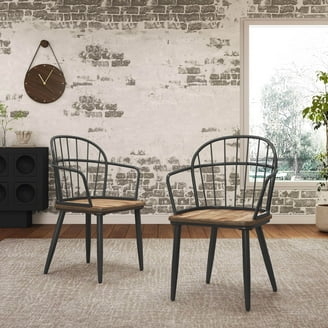 High Back Dining Chair with Espresso Frame and Cream Upholstery