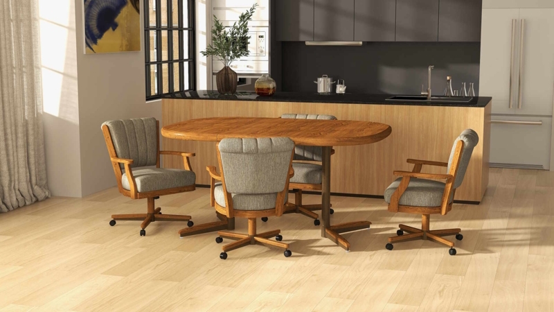 High Back Swivel Tilt Dining Chair, Slate Gray Fabric with Casters