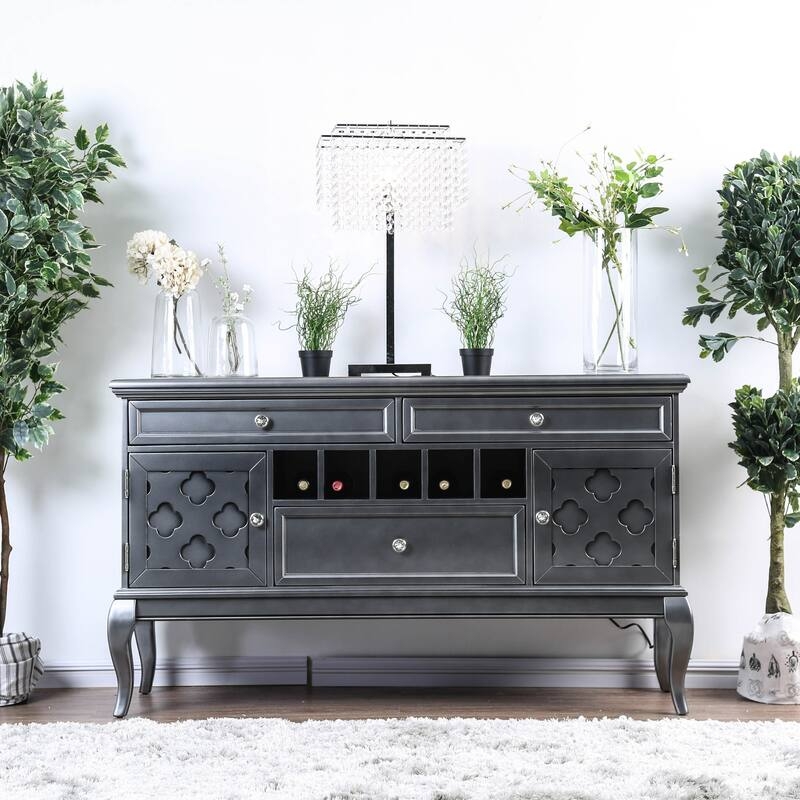 Hollywood Regency Sideboard with Crocodile Texture and Mirrored Doors