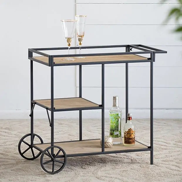 Home Bar With Wine Rack, Three-Tier Design, Integrated Glass Rack