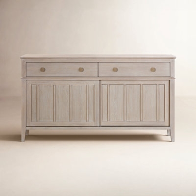 Honey Wood Sideboard Storage with Mullion Glass Doors