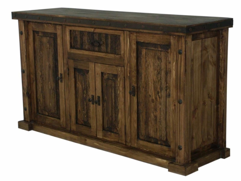 Hutch, Rustic Spanish Style, Arched Center Shelf, Distressed Wood