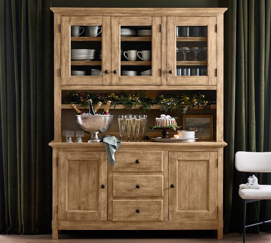 Industrial Buffet Hutch in Espresso Finish with Bin Pulls