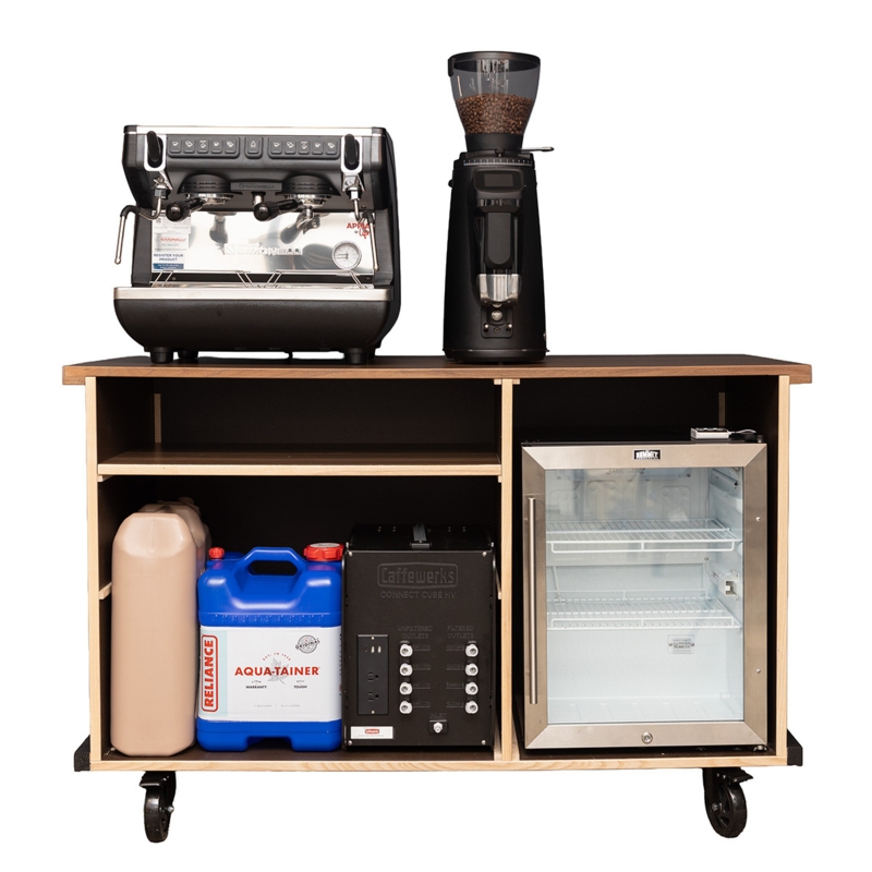 Industrial Coffee Cart with Commercial Grade Equipment, Matte Black
