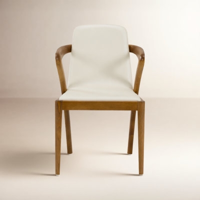 Industrial Dining Armchair Brown Leather-Like with Sled Base