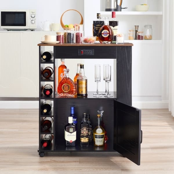 Industrial Kitchen Cart with Charging Station and Mesh Shelf