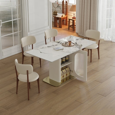 Industrial Wood and Metal Dining Set with Nesting Stools