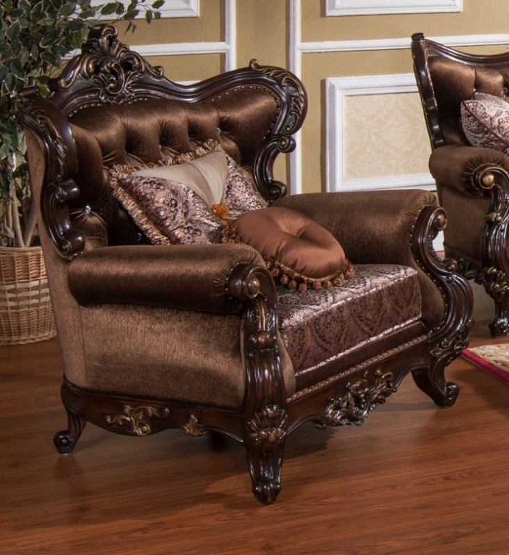 Ivory Damask Living Room Set with Cabriole Legs
