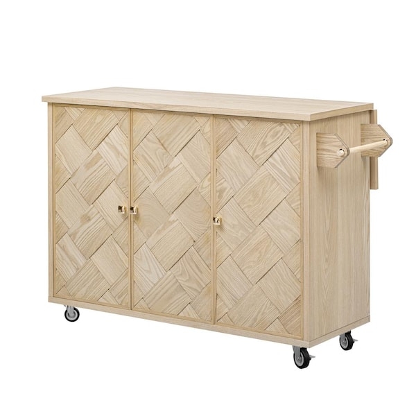 Kitchen Cart On Wheels With Matte Black Finish And Spice Rack