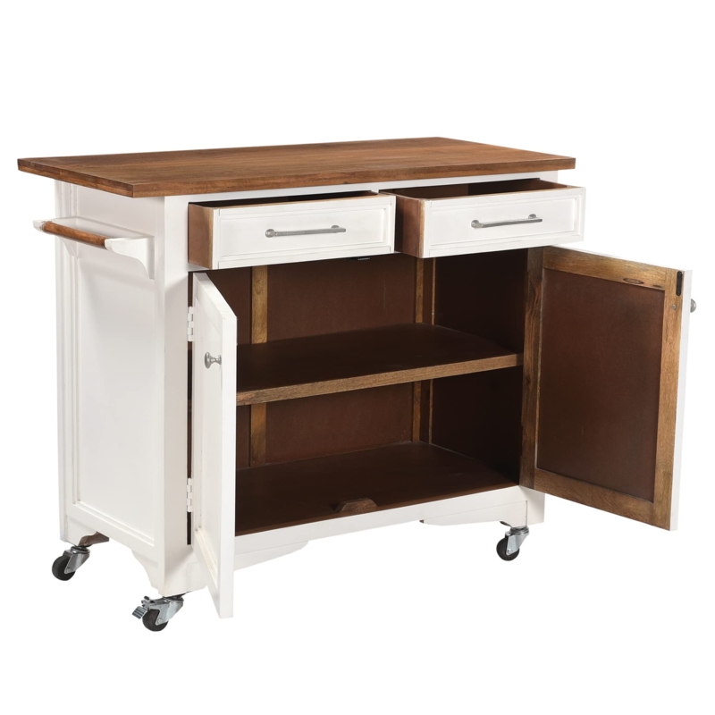 Kitchen Cart Two-Tone Finish with Drawers and Towel Holder