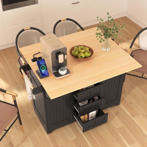 Kitchen Island Black Dining Room Setting Versatile Drop Leaf Cart