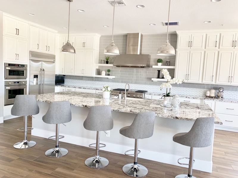 Kitchen Island Black Modern Farmhouse Waterfall Edge Stone