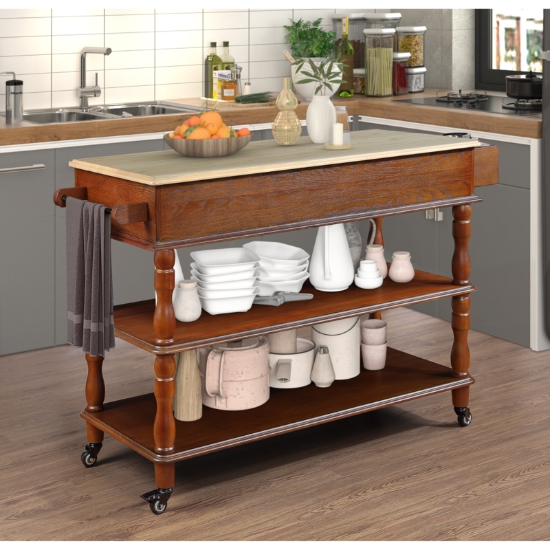 Kitchen Island Butcher Block Top Oversized Storage Cart