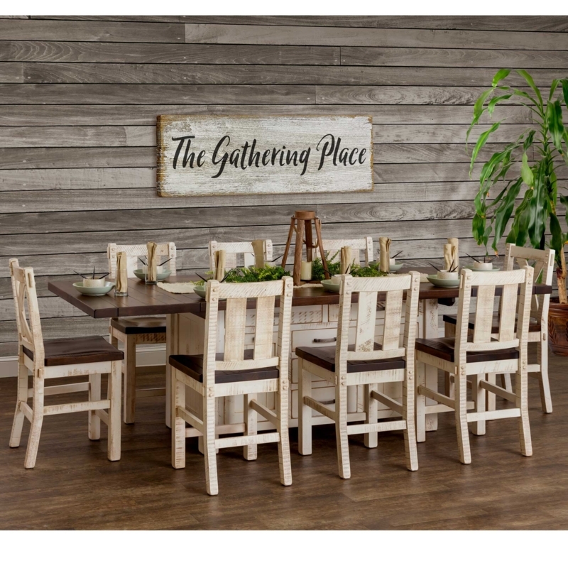 Kitchen Island Expandable Wood Slat Back Stools For 8