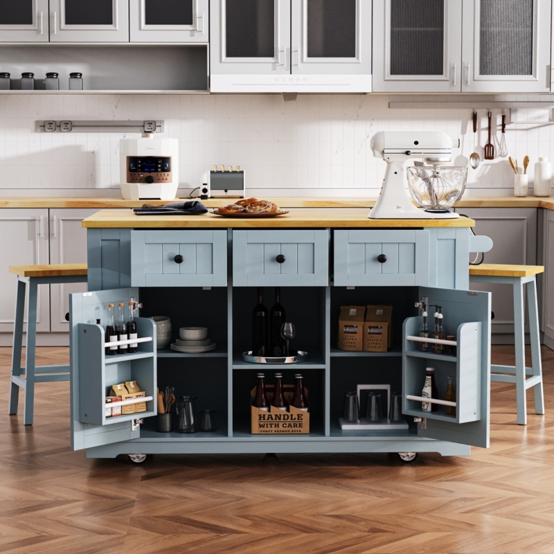Kitchen Island Glass cabinet Doors Drop Leaf Shaker Style