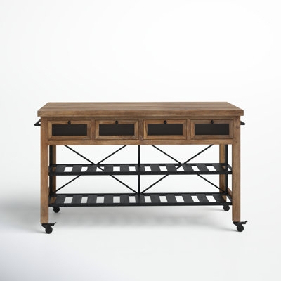 Kitchen Island Modern Farmhouse with Bin Pulls Drawer