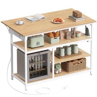 Kitchen Island Rolling White with Integrated Pegboard Side