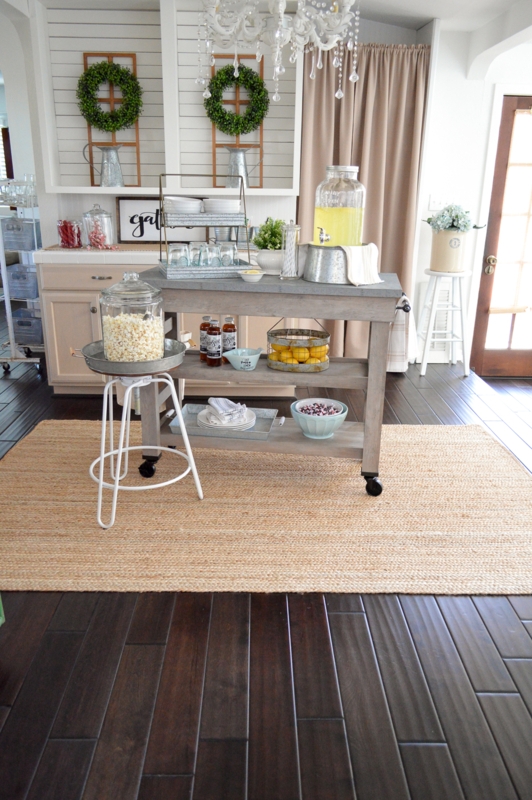 Kitchen Island White Farmhouse Wood Top Bin Pull Hardware Mobile