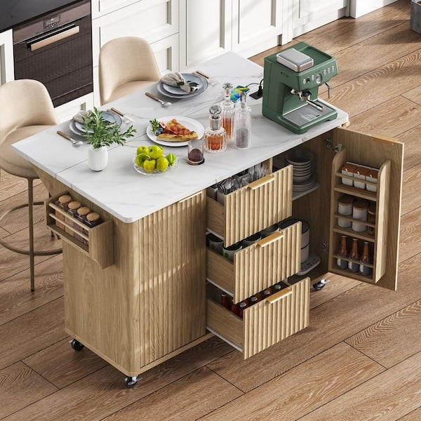 Kitchen Island With Barn Doors Two Tone Finish Rolling Casters