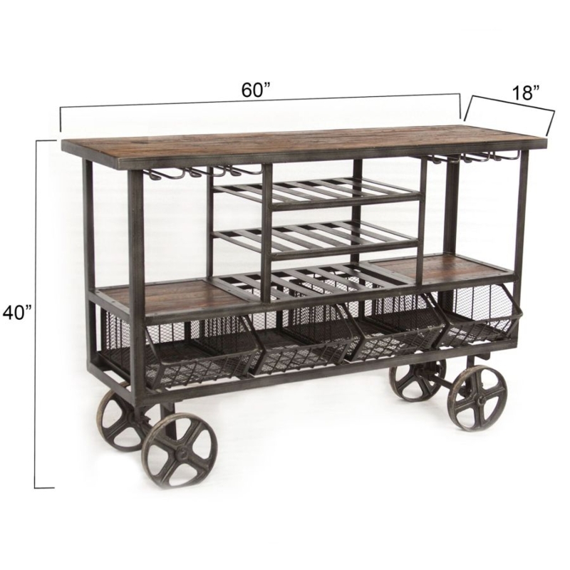 Large Two-Tier Serving Trolley With Oversized Spoked Wheels