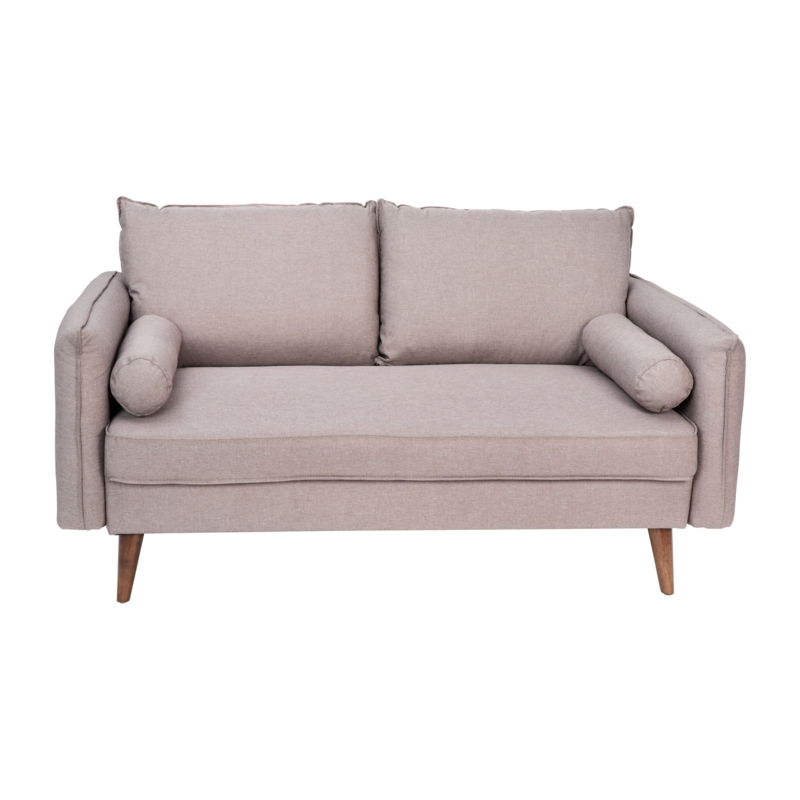 Light Gray Heathered Loveseat with Tapered Legs for Compact Seating