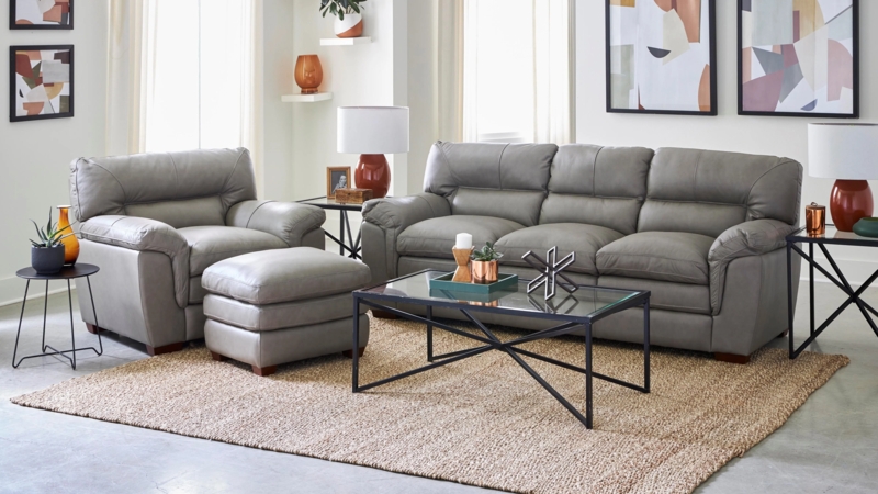 Light Gray Loveseat with Tapered Wooden Legs, Mid Century Modern