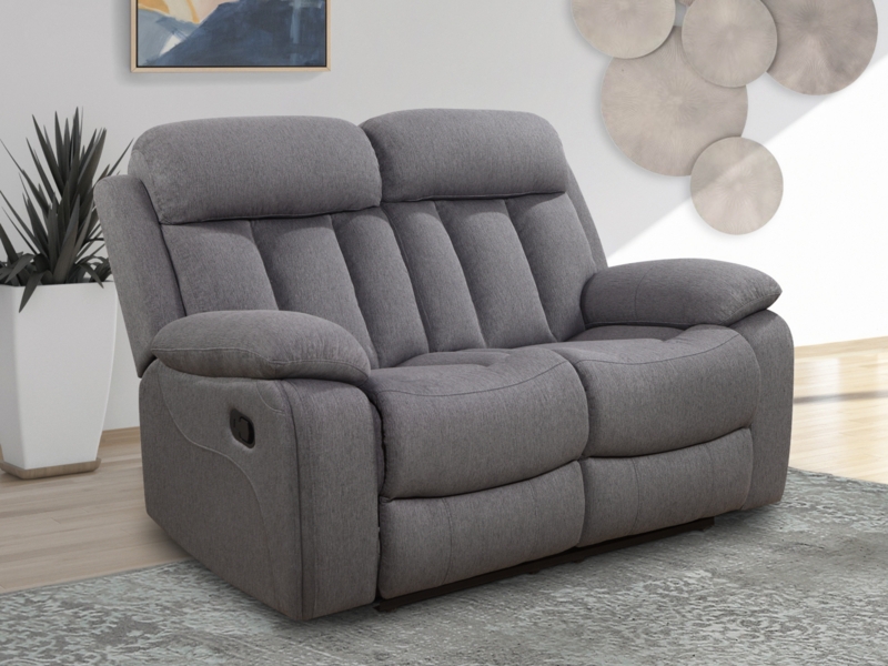 Light Gray Power Reclining Loveseat Center Console Heathered Fabric