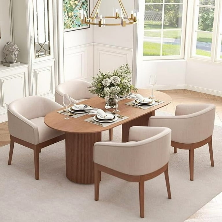 Light Grey Upholstered Barrel Back Kitchen Seating