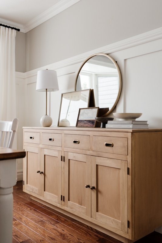 Light Wood Buffet with Shaker Doors: Modern Farmhouse Sideboard