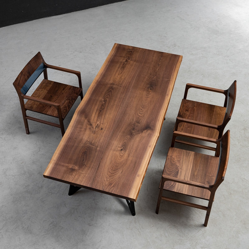 Live Edge Dining Table Black Walnut Slab Legs Solid Wood Design