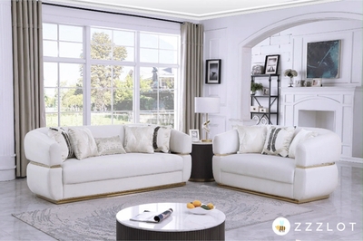 Living Room Set Black Velvet Channel Tufted Gold Sled Base