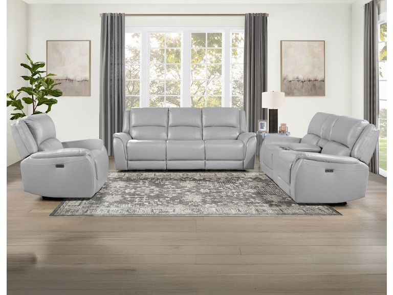 Living Room Set Manual Reclining Stone Gray Plush 3-Piece